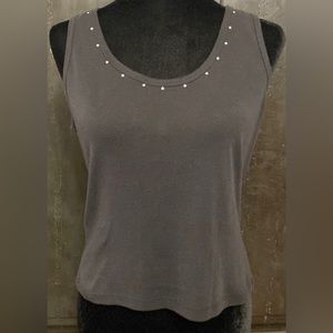 I.M. Cute  Black with rhinestone design tank top- Large